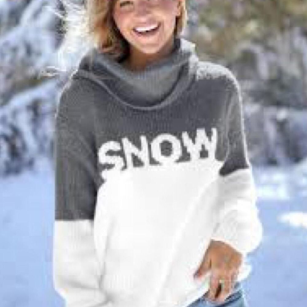 Wooden-ships Women's Grey and White Jumper